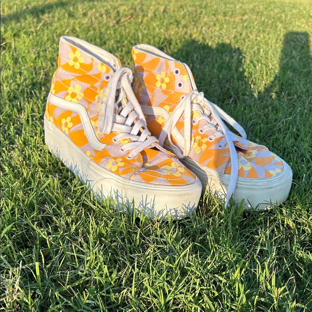Vans Sk8-Hi Tapered Stackform Purple and Orange Platform Shoes - US Size 9.5